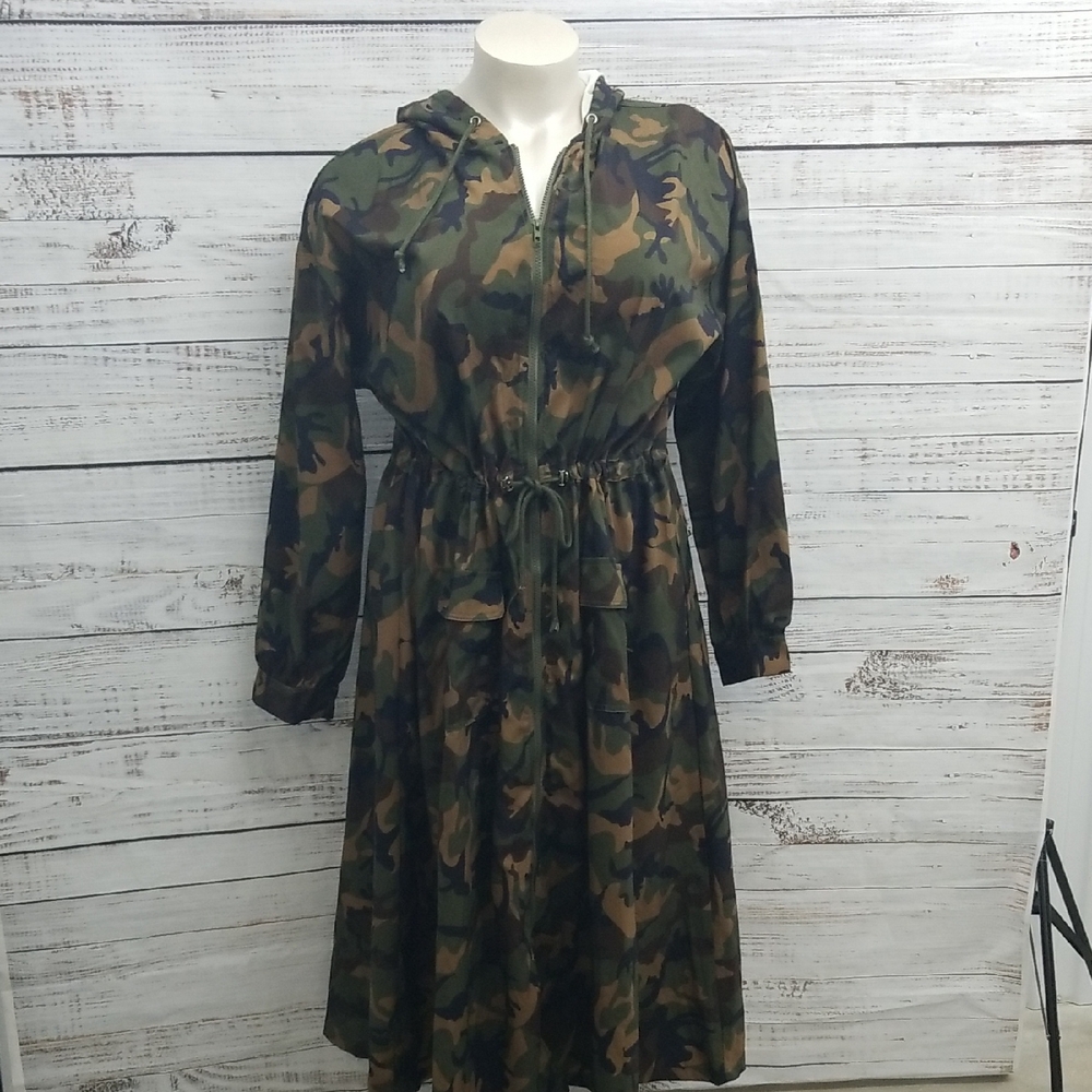 K + Glam Camouflage Hooded Dress